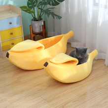 画像をギャラリービューアに読み込む, Cute Banana Cat Bed ふかふかバナナ型猫ベッド
